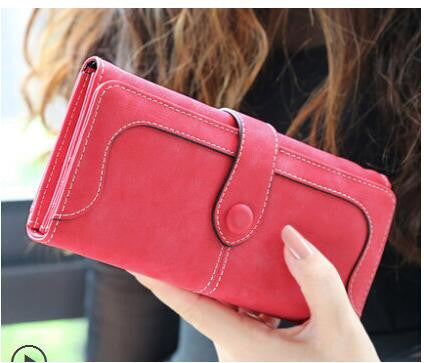 Arrive Fashion Retro Matte Stitching Wallet Women Brand Long Purse Clutch Women Casual Hasp Dollar Price Wallet Handbag-Dollar Bargains Online Shopping Australia