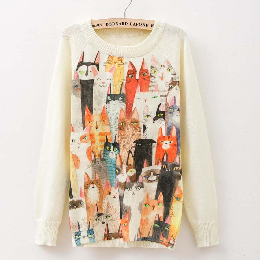 Rose garden owl bird print women sweaters and pullover Autumn winter Harajuku fashion Brand Knitwear sweater coat Plus Size-Dollar Bargains Online Shopping Australia