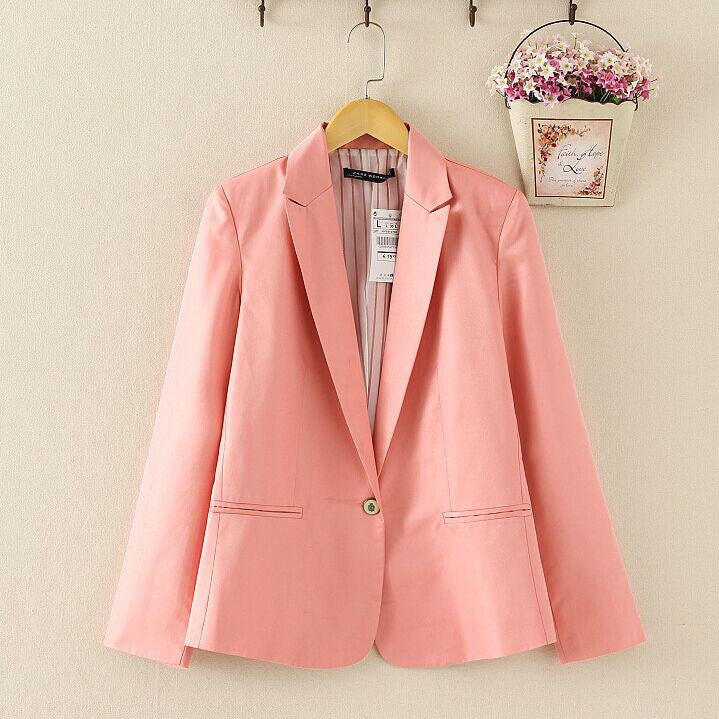 Candy Color Womens Blazer Single Button Slim Blazer Casual Suit Coat Plus Size XXL XS Blazer A7996-Dollar Bargains Online Shopping Australia
