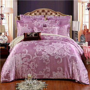 Papa&Mima Jacquard bedding set silk cotton Queen King size 4pcs duvet quilt bedlinen covers bedclothes luxury bedsheet set-Dollar Bargains Online Shopping Australia