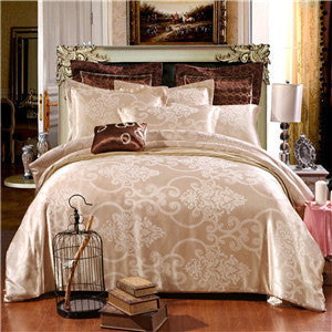 Papa&Mima Jacquard bedding set silk cotton Queen King size 4pcs duvet quilt bedlinen covers bedclothes luxury bedsheet set-Dollar Bargains Online Shopping Australia