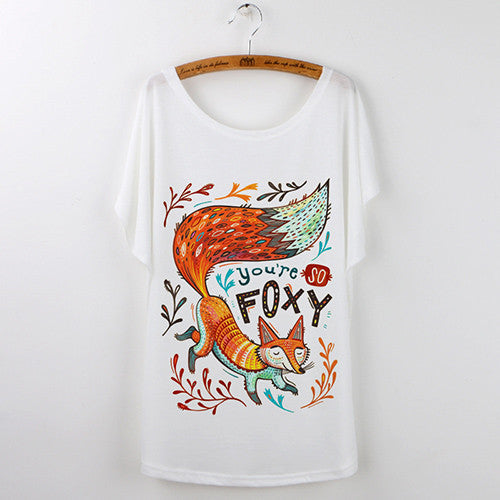Summer Tops Animal T-Shirts For Women Clothing Cute Fox Short Sleeve White T Shirt Camiseta Feminina Tee Shirt Femme-Dollar Bargains Online Shopping Australia