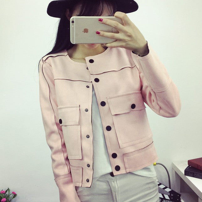 Retro Military Green Jacket Fashion Casual Suede Outerwear Coats Women Jaqueta Feminina-Dollar Bargains Online Shopping Australia