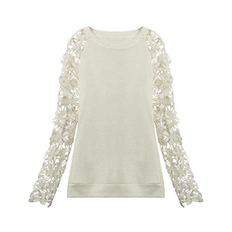 Spring Autumn Fashion Women Long Sleeve Lace Patchwork Casual Pullover Ladies Sweaters Plus Size clothes-Dollar Bargains Online Shopping Australia