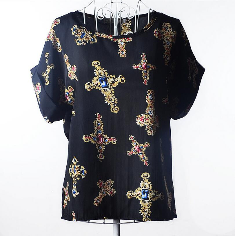Large size women printing blouse bird bat shirt short-sleeved-Dollar Bargains Online Shopping Australia