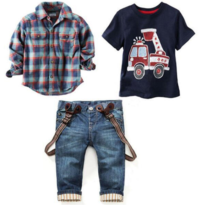 boy 3 piece suit autumn style coat+ t shirt + jeans clothes set baby boy clothes high sports suit-Dollar Bargains Online Shopping Australia