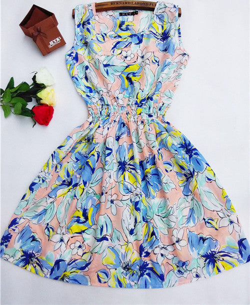 HOT 20 Styles Women casual Bohemian floral leopard sleeveless vest printed beach chiffon dress nz17-Dollar Bargains Online Shopping Australia
