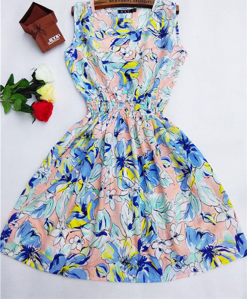 HOT 20 Styles Women casual Bohemian floral leopard sleeveless vest printed beach chiffon dress nz17-Dollar Bargains Online Shopping Australia