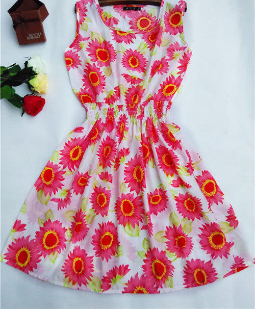 HOT 20 Styles Women casual Bohemian floral leopard sleeveless vest printed beach chiffon dress nz17-Dollar Bargains Online Shopping Australia