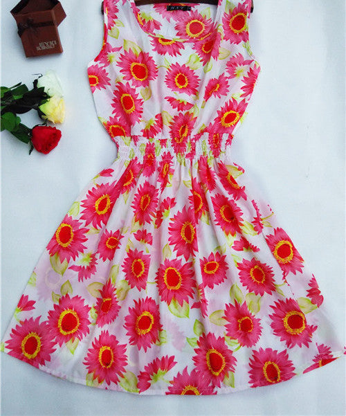 HOT 20 Styles Women casual Bohemian floral leopard sleeveless vest printed beach chiffon dress nz17-Dollar Bargains Online Shopping Australia