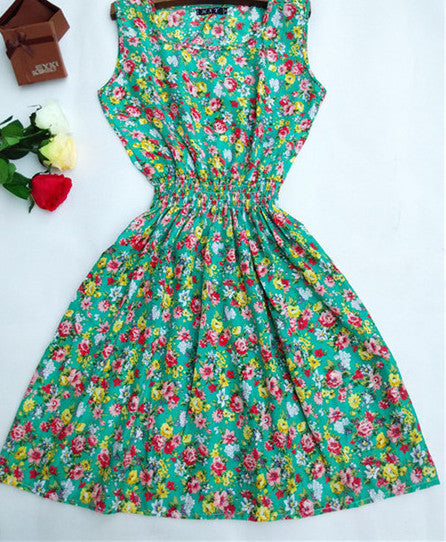 HOT 20 Styles Women casual Bohemian floral leopard sleeveless vest printed beach chiffon dress nz17-Dollar Bargains Online Shopping Australia