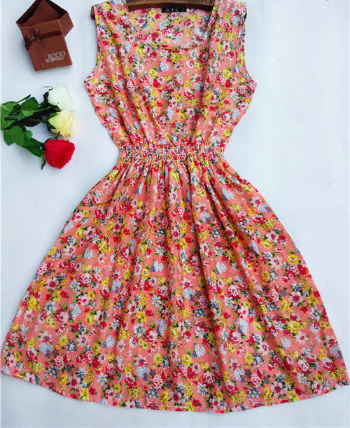 HOT 20 Styles Women casual Bohemian floral leopard sleeveless vest printed beach chiffon dress nz17-Dollar Bargains Online Shopping Australia