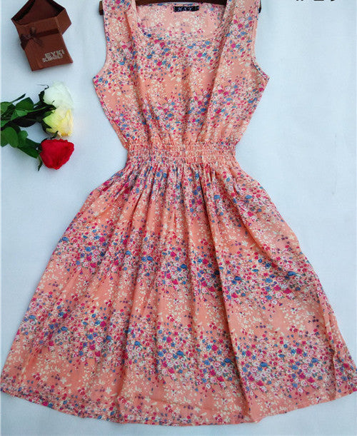 HOT 20 Styles Women casual Bohemian floral leopard sleeveless vest printed beach chiffon dress nz17-Dollar Bargains Online Shopping Australia