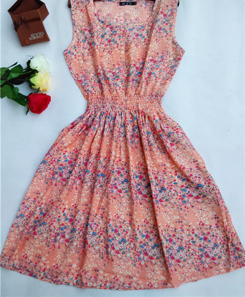 HOT 20 Styles Women casual Bohemian floral leopard sleeveless vest printed beach chiffon dress nz17-Dollar Bargains Online Shopping Australia