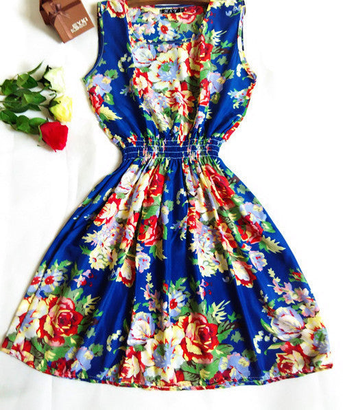 HOT 20 Styles Women casual Bohemian floral leopard sleeveless vest printed beach chiffon dress nz17-Dollar Bargains Online Shopping Australia