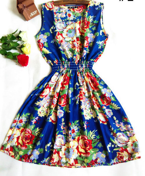 HOT 20 Styles Women casual Bohemian floral leopard sleeveless vest printed beach chiffon dress nz17-Dollar Bargains Online Shopping Australia