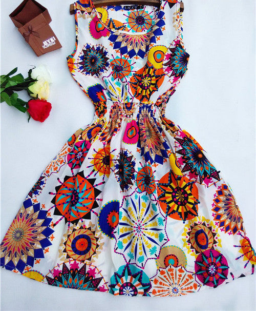 HOT 20 Styles Women casual Bohemian floral leopard sleeveless vest printed beach chiffon dress nz17-Dollar Bargains Online Shopping Australia