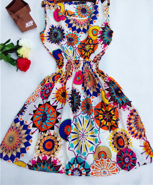 HOT 20 Styles Women casual Bohemian floral leopard sleeveless vest printed beach chiffon dress nz17-Dollar Bargains Online Shopping Australia