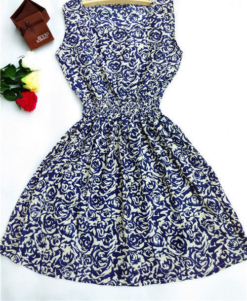 HOT 20 Styles Women casual Bohemian floral leopard sleeveless vest printed beach chiffon dress nz17-Dollar Bargains Online Shopping Australia