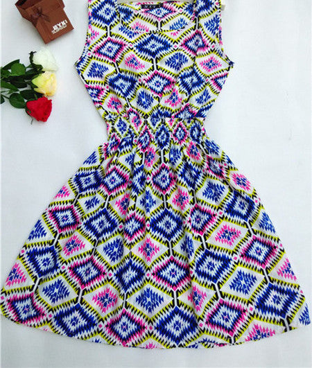 HOT 20 Styles Women casual Bohemian floral leopard sleeveless vest printed beach chiffon dress nz17-Dollar Bargains Online Shopping Australia