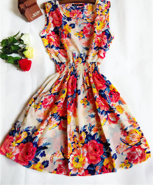 HOT 20 Styles Women casual Bohemian floral leopard sleeveless vest printed beach chiffon dress nz17-Dollar Bargains Online Shopping Australia