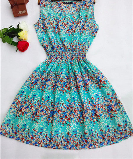 HOT 20 Styles Women casual Bohemian floral leopard sleeveless vest printed beach chiffon dress nz17-Dollar Bargains Online Shopping Australia