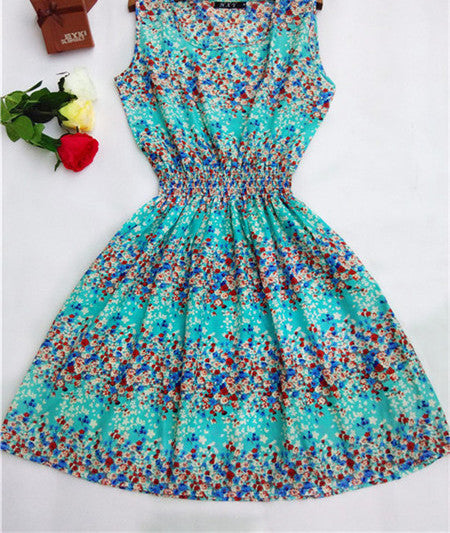 HOT 20 Styles Women casual Bohemian floral leopard sleeveless vest printed beach chiffon dress nz17-Dollar Bargains Online Shopping Australia
