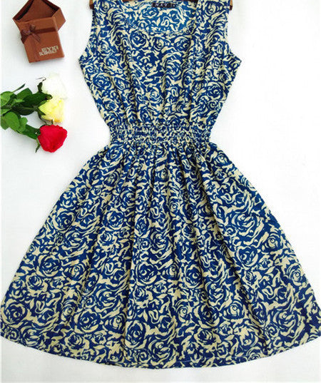 HOT 20 Styles Women casual Bohemian floral leopard sleeveless vest printed beach chiffon dress nz17-Dollar Bargains Online Shopping Australia