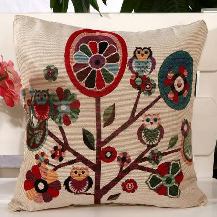 Owl Printed Linen Cushion For Sofa Decorative Throw Cotton Sofa Decor Couch B0-Dollar Bargains Online Shopping Australia