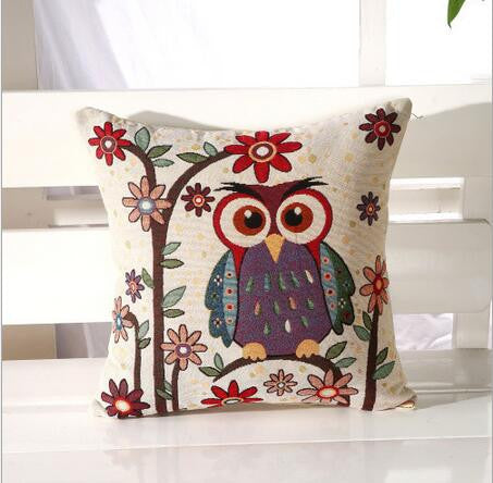 Owl Printed Linen Cushion For Sofa Decorative Throw Cotton Sofa Decor Couch B0-Dollar Bargains Online Shopping Australia