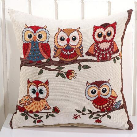 Owl Printed Linen Cushion For Sofa Decorative Throw Cotton Sofa Decor Couch B0-Dollar Bargains Online Shopping Australia