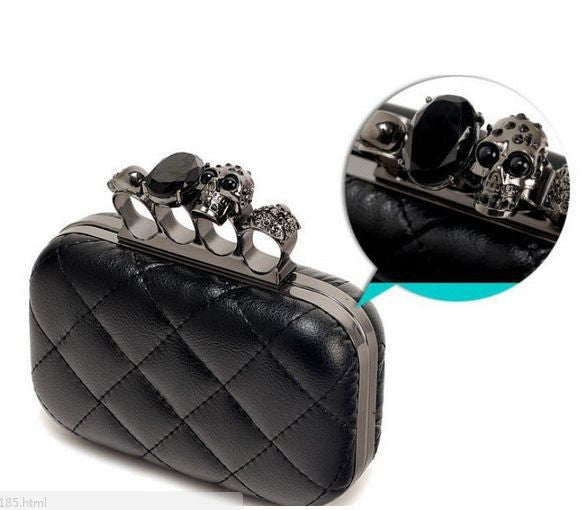 Vintage Skull purse Black Knuckle Ring Handbag Women Skull Clutch Evening Bag With shoulder Chain bolsas femininas-Dollar Bargains Online Shopping Australia