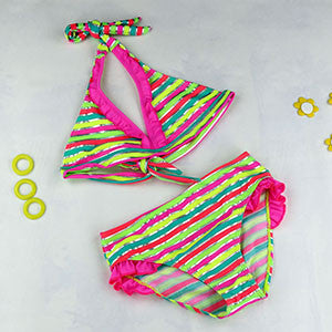 8-16Y Navy/Beach Baby Girl Bikini Swimsuits Child Bathing Set Stripe Halter Strap Falbala Swimwear Kids Biquini Infant-Dollar Bargains Online Shopping Australia