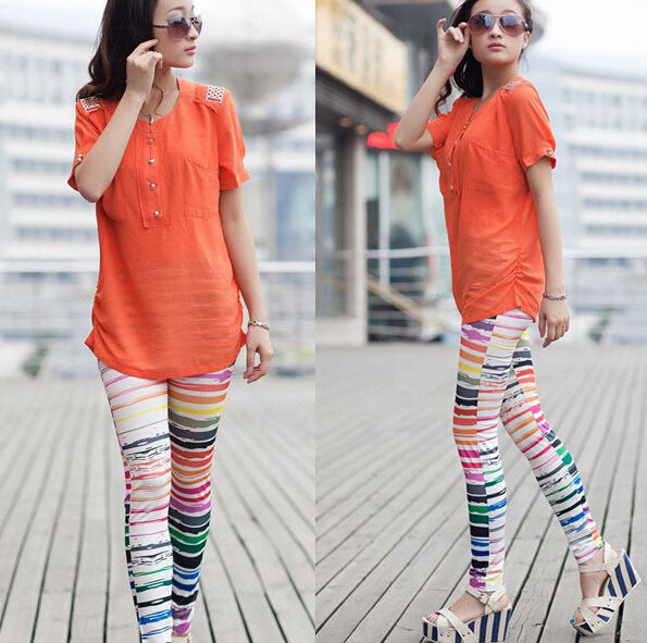 Women American Flag Sunflower Stripes Star Print Thin Leggings Pants-Dollar Bargains Online Shopping Australia