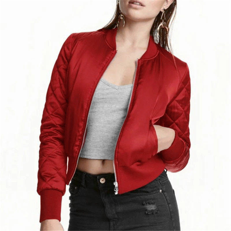 Winter Warm V-Neck Quilted Zipper Coat Jacket Padded Bomber Fleece Short Outerwear Tops chaquetas 6 Colors-Dollar Bargains Online Shopping Australia