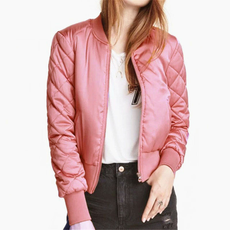 Winter Warm V-Neck Quilted Zipper Coat Jacket Padded Bomber Fleece Short Outerwear Tops chaquetas 6 Colors-Dollar Bargains Online Shopping Australia