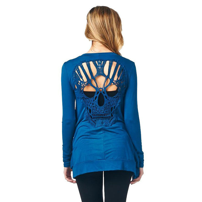 Skull Hollow Out Women Sweaters Knitted Long Sleeve Cardigans Spring Summer Thin Cardigans Sexy Blusas Mujer Body Top Plus Size-Dollar Bargains Online Shopping Australia