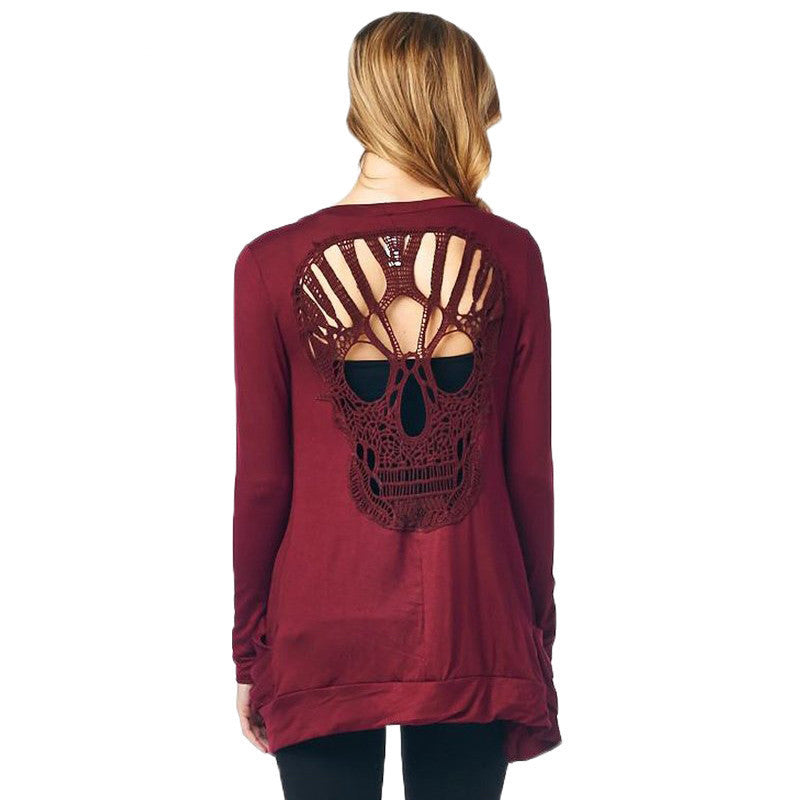 Skull Hollow Out Women Sweaters Knitted Long Sleeve Cardigans Spring Summer Thin Cardigans Sexy Blusas Mujer Body Top Plus Size-Dollar Bargains Online Shopping Australia