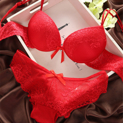 Fashion fashion lace thin deep V-neck push up underwear vintage solid color bra set-Dollar Bargains Online Shopping Australia