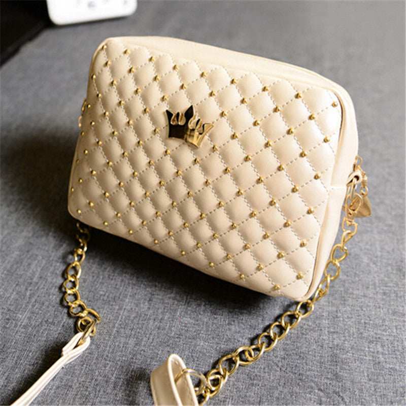 Quality Women Messenger Bags Rivet Chain Shoulder Hobo Leather Crossbody Crown Bags Zipper Tote Bolsas Feminina-Dollar Bargains Online Shopping Australia