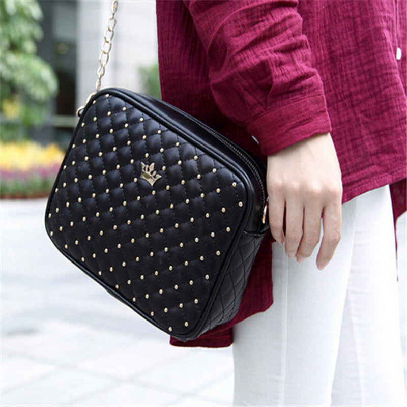 Quality Women Messenger Bags Rivet Chain Shoulder Hobo Leather Crossbody Crown Bags Zipper Tote Bolsas Feminina-Dollar Bargains Online Shopping Australia