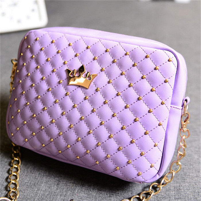 Quality Women Messenger Bags Rivet Chain Shoulder Hobo Leather Crossbody Crown Bags Zipper Tote Bolsas Feminina-Dollar Bargains Online Shopping Australia