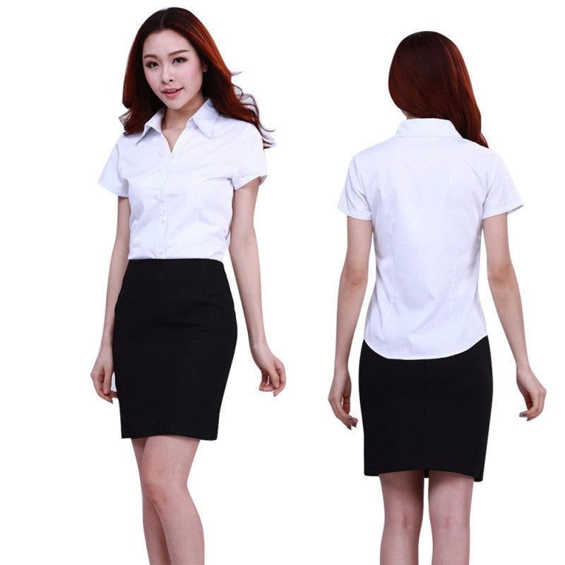 Korea Women Lady Turn-down Lapel Collar Cool Short Sleeve Tops Blouse Shirt-Dollar Bargains Online Shopping Australia