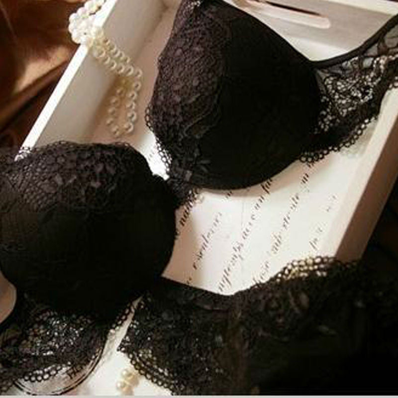 Sexy Women Bra Set Deep V Lace Decro Underwire Bras Push Up Solid 32A-38C Lingerie Outfit-Dollar Bargains Online Shopping Australia