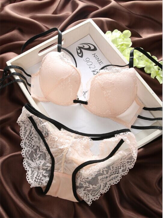 Lacy Underwear Set Sexy Push-up Bra Panties for Woman Sexy Bra 3/4 Cup Padded White Lace Bra Sets Japanese Style Brassiere Sets-Dollar Bargains Online Shopping Australia