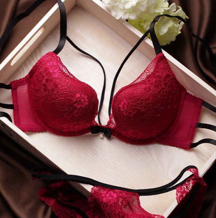 Lacy Underwear Set Sexy Push-up Bra Panties for Woman Sexy Bra 3/4 Cup Padded White Lace Bra Sets Japanese Style Brassiere Sets-Dollar Bargains Online Shopping Australia