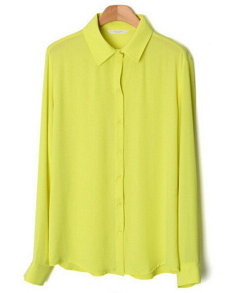 Women Blouses Button 5 Solid Color Long-sleeve Shirt Female Chiffon blouse Women's Slim Clothing blusas feminina-Dollar Bargains Online Shopping Australia