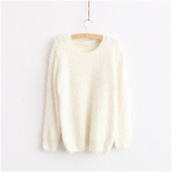 Sweater Women Fashion Winter Autumn Warm Mohair O-Neck Women Pullover Long Sleeve Casual Loose Knitted Bottoming Tops B99-Dollar Bargains Online Shopping Australia