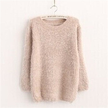 Sweater Women Fashion Winter Autumn Warm Mohair O-Neck Women Pullover Long Sleeve Casual Loose Knitted Bottoming Tops B99-Dollar Bargains Online Shopping Australia