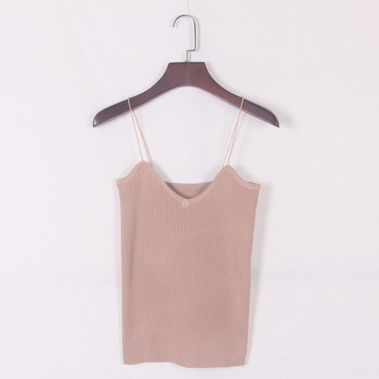 Women Summer Elastic Slim Sleeveless Spaghetti Strap Vest Casual Camis Base Crochet Knit Tank Tops-Dollar Bargains Online Shopping Australia